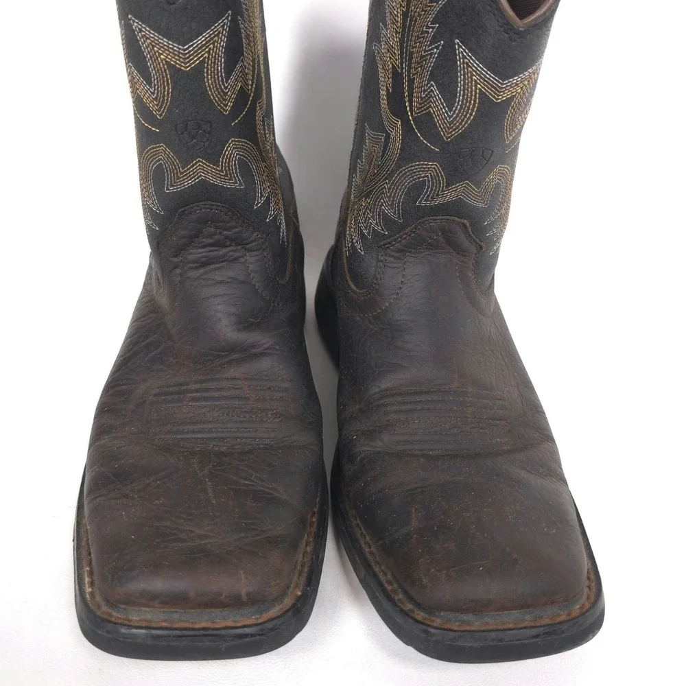 ARIAT Kids US5 Brown Leather Square Toe Western Cowboys Boots 10021452